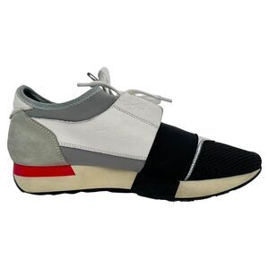 Balenciaga Race Runner Sneakers in White Leather and Mesh